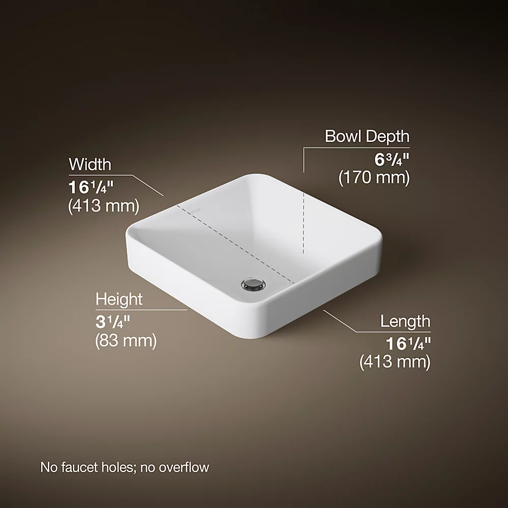 Kohler Vox 16-1/4" Square Vessel Bathroom Sink K-2661