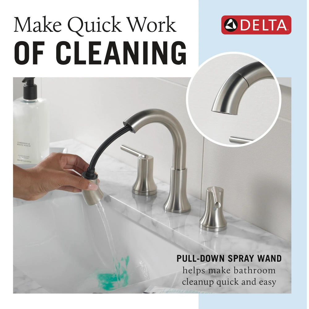 Delta Trinsic Two Handle Widespread Pull Down Bathroom Faucet - 3559-PD-DST