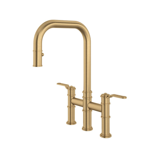 Perrin & Rowe Armstrong Pull-Down Bridge Kitchen Faucet With U-Spout Dual Spray 1.8 GPM