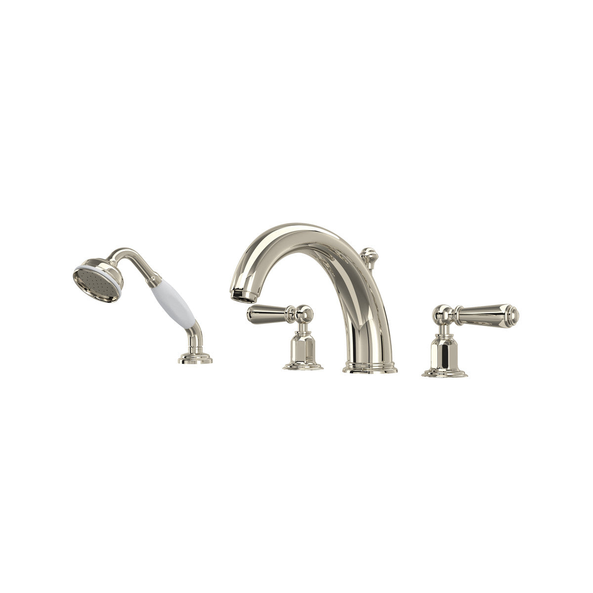 Perrin & Rowe Edwardian 4-Hole Deck Mount Tub Filler With Handshower, Lever Handle