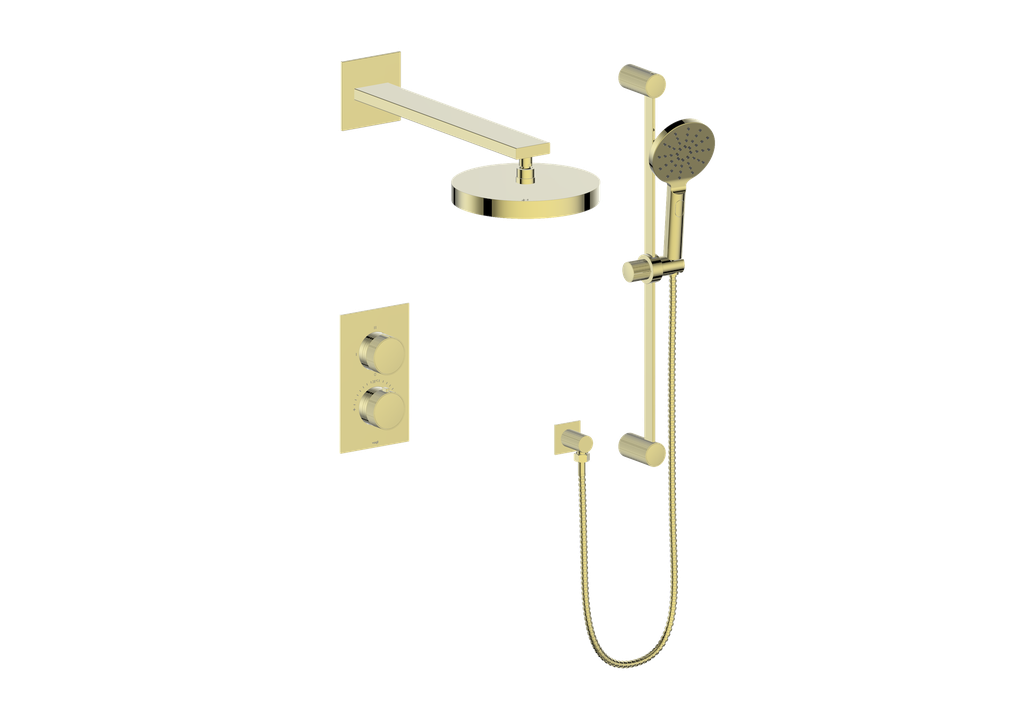 Vogt Mond 2-Way Thermostatic Shower System With Rough-In Valve, Brushed Gold
