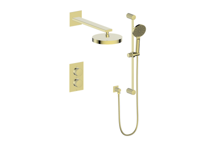 Vogt Mond 2-Way Thermostatic Shower System With Rough-In Valve, Brushed Gold