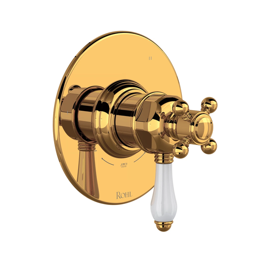 Rohl Acqui 1/2" Therm & Pressure Balance Trim With 5 Functions (Share), Porcelain Lever Handle - TTD45W1LP