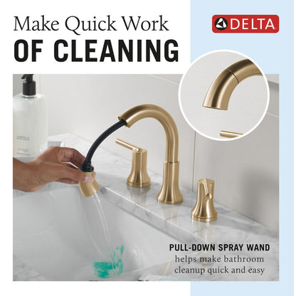 Delta Trinsic Two Handle Widespread Pull Down Bathroom Faucet - 3559-PD-DST
