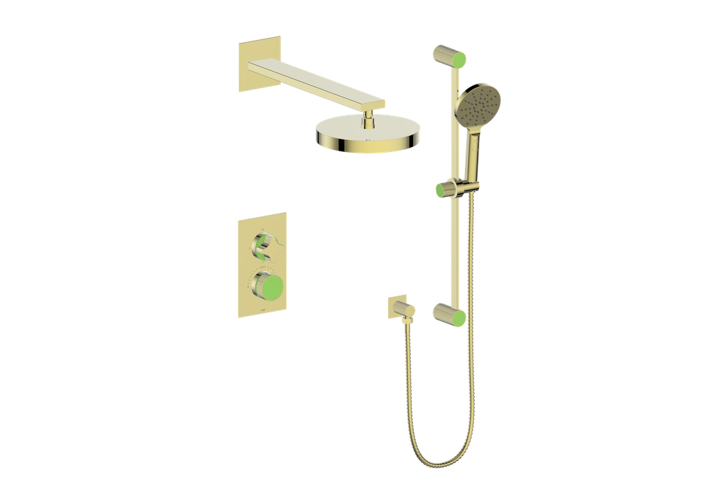 Vogt Mond Ensemble de finition de système de douche thermostatique à 2 voies uniquement, or brossé