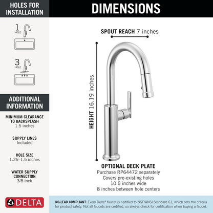 Delta Altado Pulldown Bar/Prep Faucet - 9986
