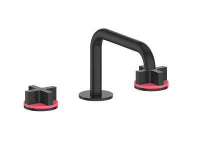 Vogt Mond 8" C.C. Lavatory Faucet With Pop-Up Drain Angular Spout in Black