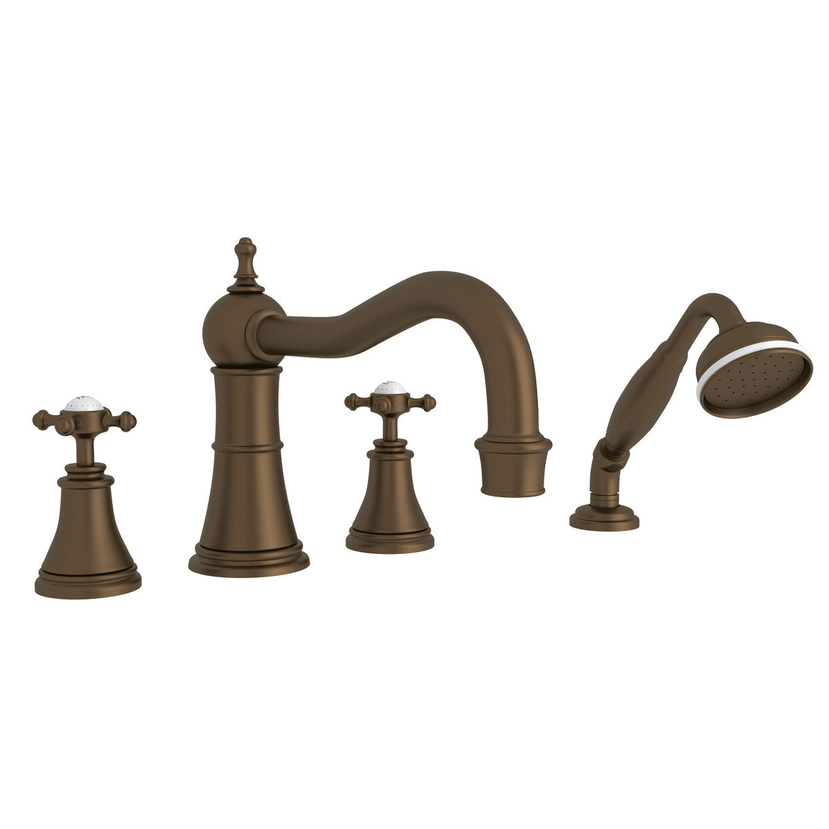 Perrin & Rowe Georgian Era 4-Hole Deck Mount Tub Filler With Column Spout Cross Handle