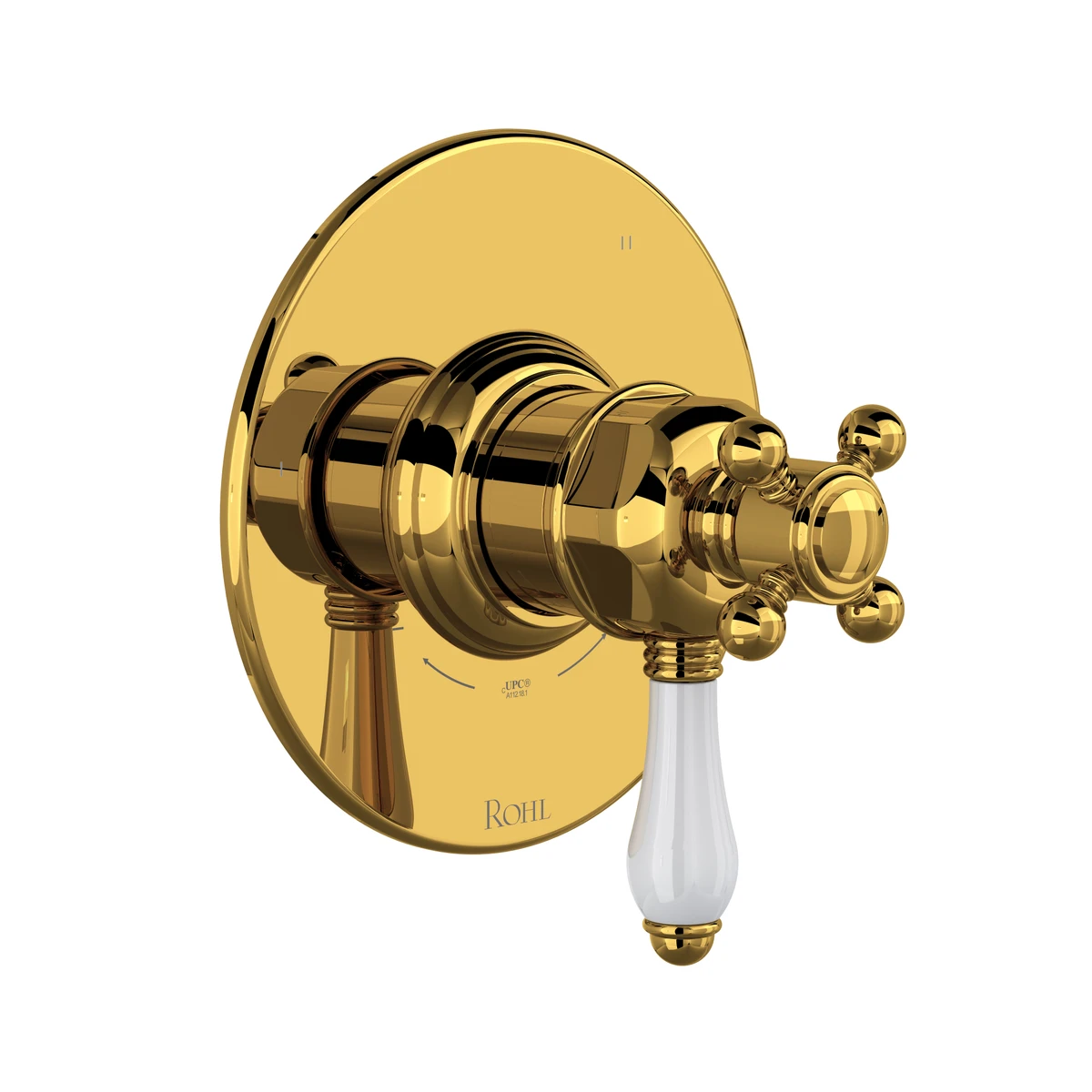Rohl Acqui 1/2" Therm & Pressure Balance Trim With 5 Functions (Share), Porcelain Lever Handle - TTD45W1LP