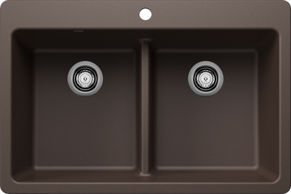 Blanco Liven Silgranit 33" 50/50 Double Bowl Dual Mount Kitchen Sink With Low Divide