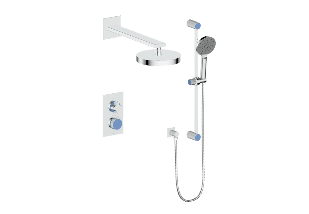 Vogt Mond 2-Way Thermostatic Shower System With Rough-In Valve, Polished Chrome