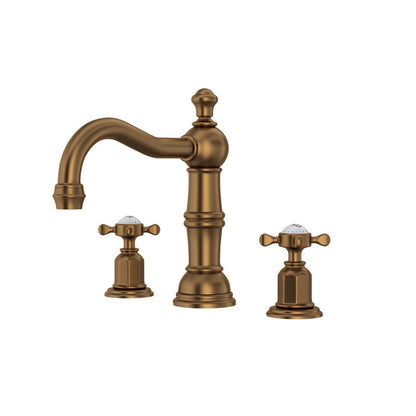 Perrin & Rowe Edwardian Widespread Lavatory Faucet With Column Spout, Cross Handle