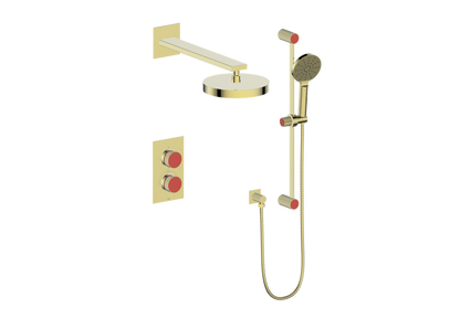 Vogt Mond Ensemble de finition de système de douche thermostatique à 2 voies uniquement, or brossé