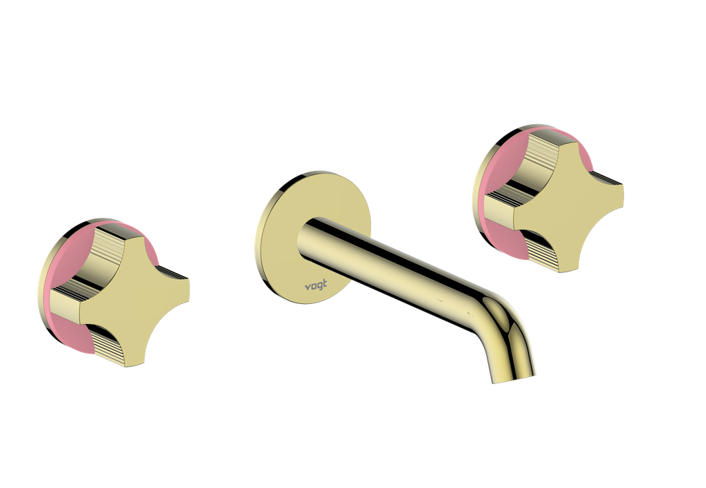Vogt Mond 8" C.C. Wall-Mount Lavatory Faucet in Brushed Gold, With Rough-In