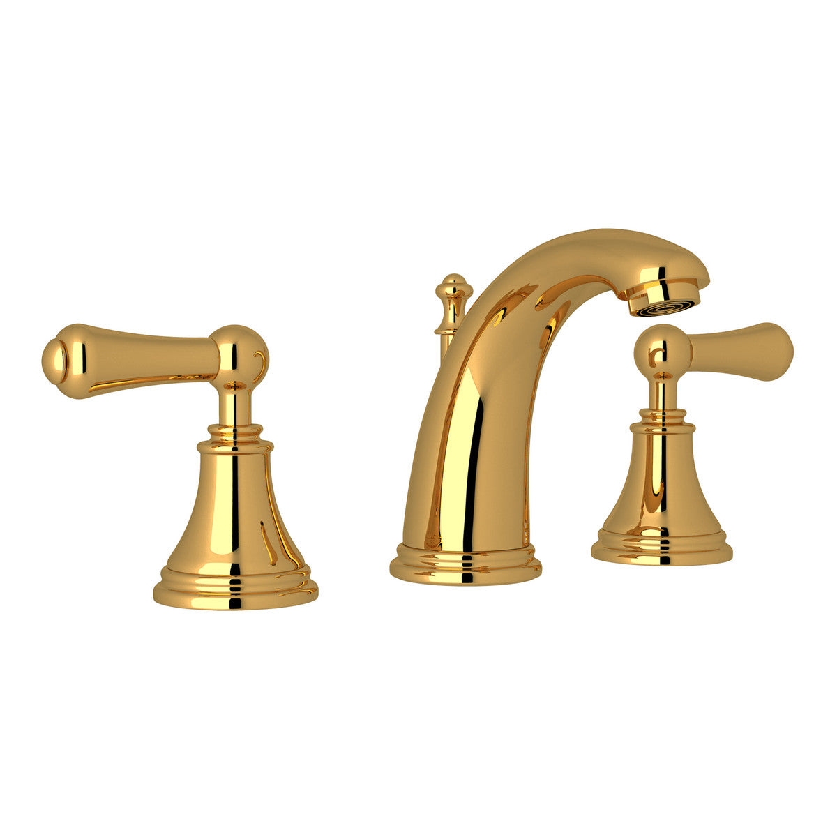 Perrin & Rowe High Neck Georgian Era Widespread Lavatory Faucet, Metal Lever Handle