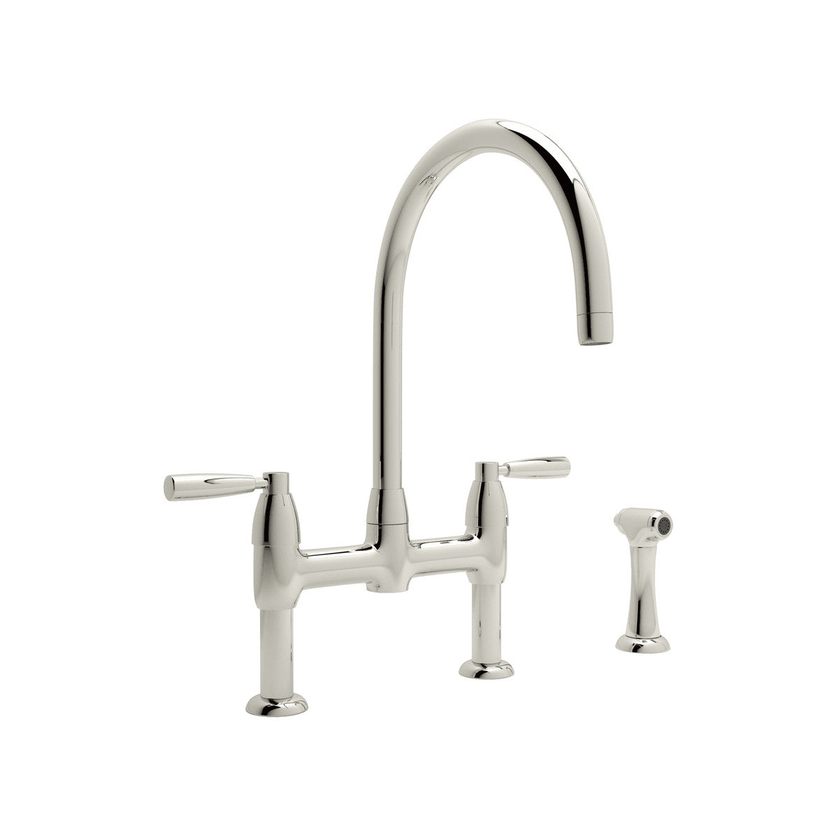 Perrin & Rowe Holborn Bridge Kitchen Faucet With C-Spout And Side Spray 1.5 GPM