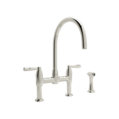 Perrin & Rowe Holborn Bridge Kitchen Faucet With C-Spout And Side Spray 1.5 GPM