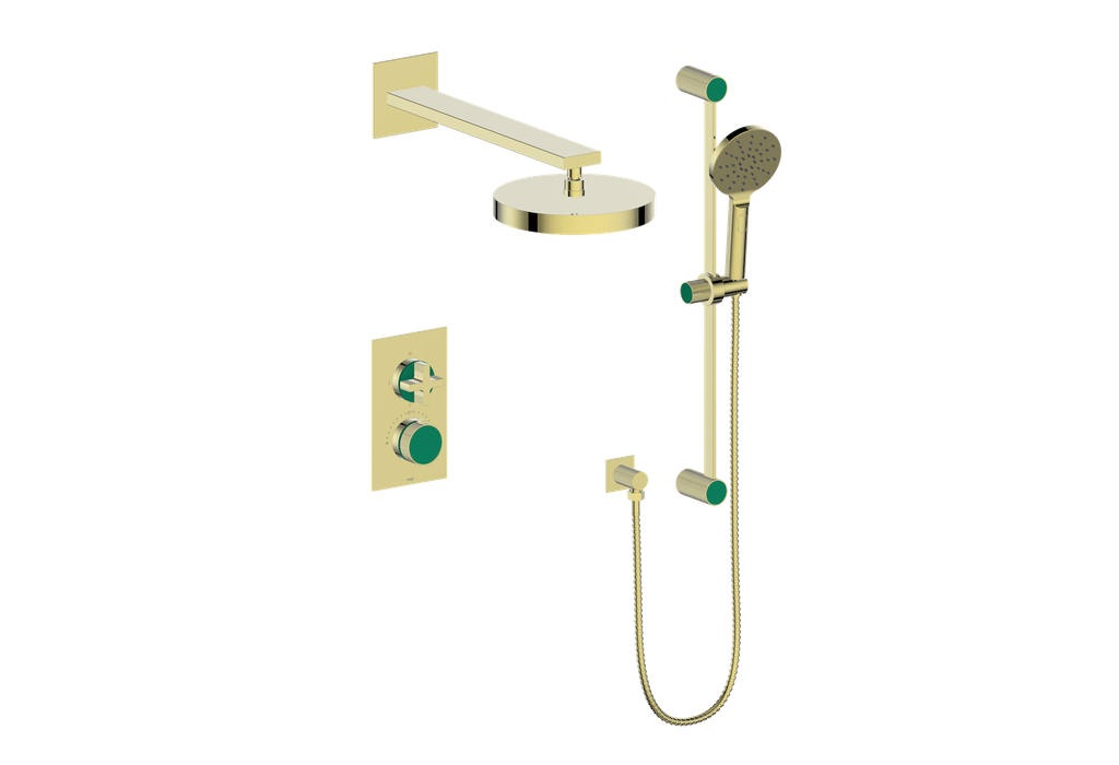 Vogt Mond Ensemble de finition de système de douche thermostatique à 2 voies uniquement, or brossé