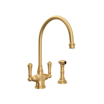 Perrin & Rowe Georgian Era Two Handle Kitchen Faucet With Side Spray 1.8 GPM