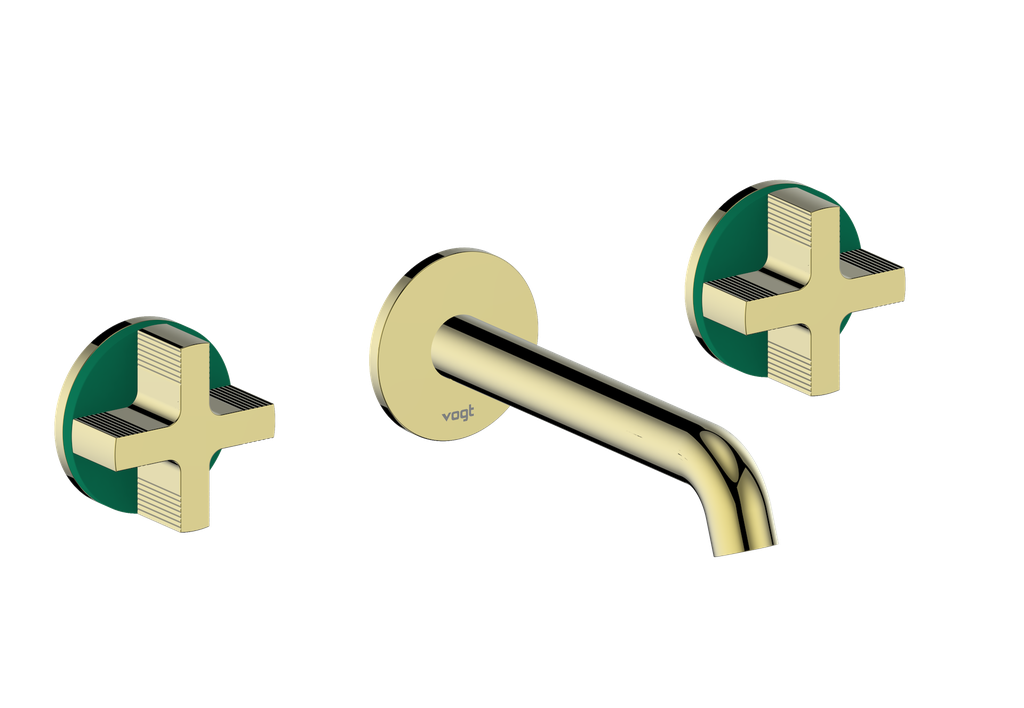 Vogt Mond 8" C.C. Wall-Mount Lavatory Faucet in Brushed Gold, Trim Only