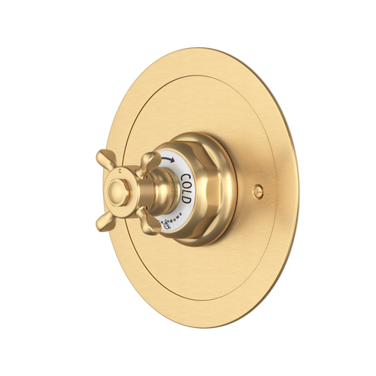 Perrin & Rowe Edwardian 3/4" Round Thermostatic Trim Without Volume Control, Cross Handle