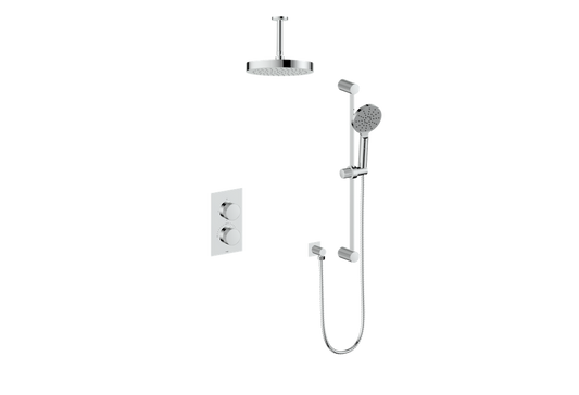 Vogt Mond 2-Way Thermostatic Shower System With Rough-In Valve & Ceiling Arm, Polished Chrome
