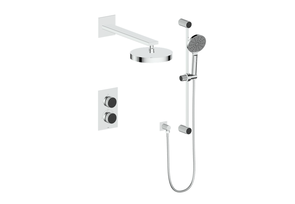 Vogt Mond 2-Way Thermostatic Shower System With Rough-In Valve, Polished Chrome