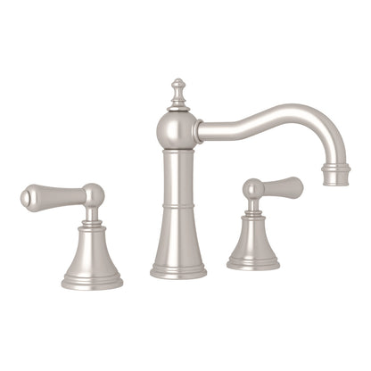 Perrin & Rowe Georgian Era Widespread Lavatory Faucet With Column Spout, Metal Lever Handle