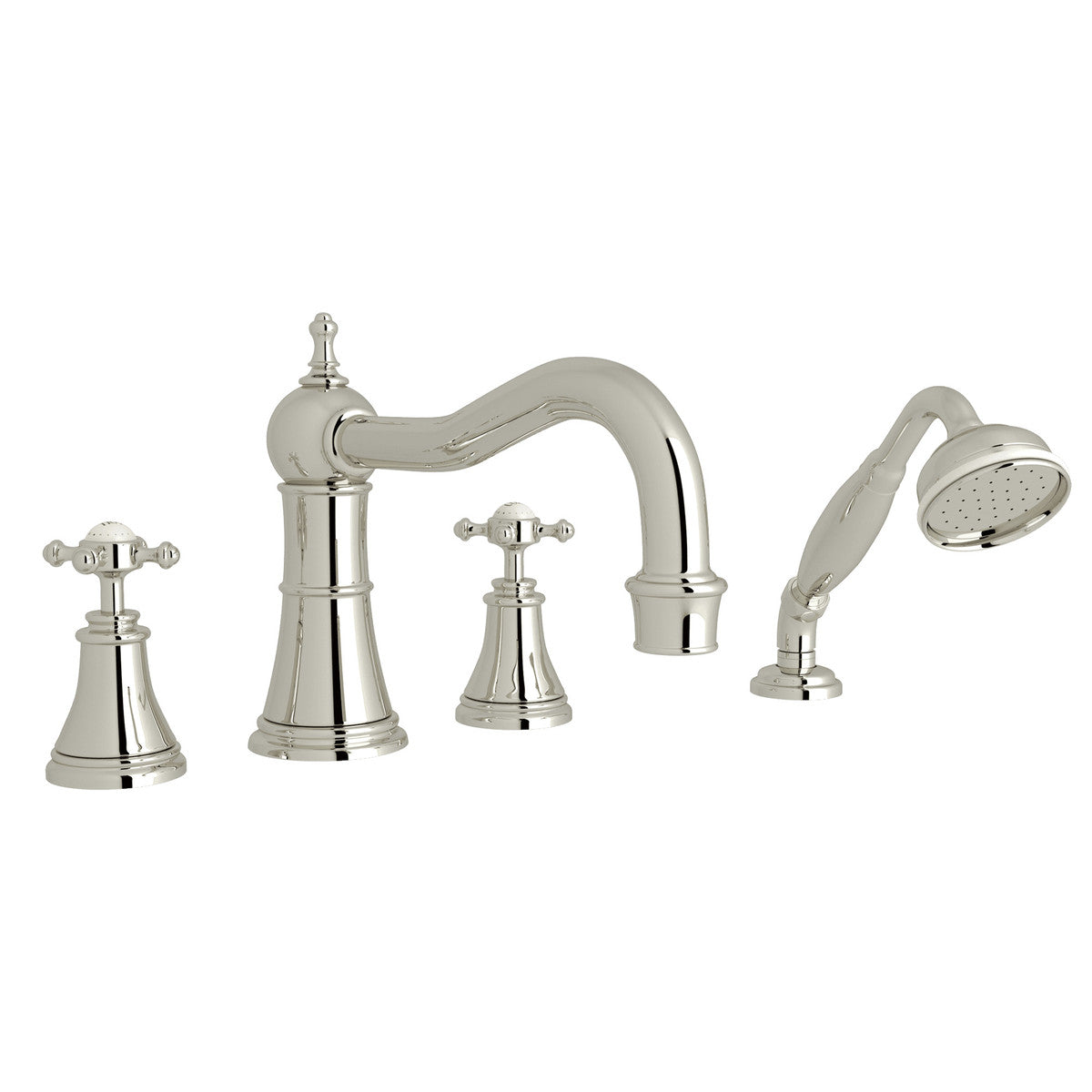 Perrin & Rowe Georgian Era 4-Hole Deck Mount Tub Filler With Column Spout Cross Handle