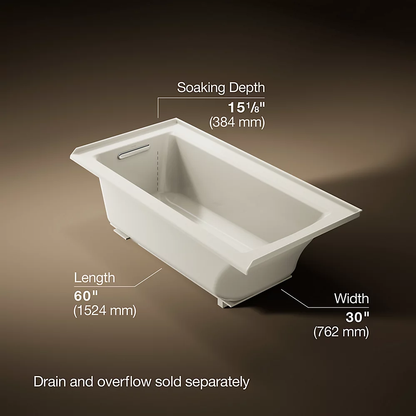 Kohler Archer 60" x 30" Alcove Bath, Right Drain