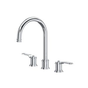 Robinet de lavabo écarté Perrin & Rowe Armstrong avec bec en C et bonde escamotable