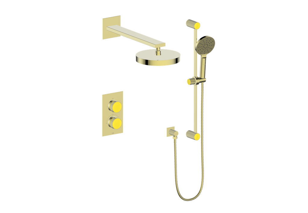 Vogt Mond 2-Way Thermostatic Shower System With Rough-In Valve, Brushed Gold