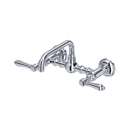 Rohl Acqui Wall Mount Bridge Lavatory Faucet With U-Spout Lever Handles - A1423LM-2