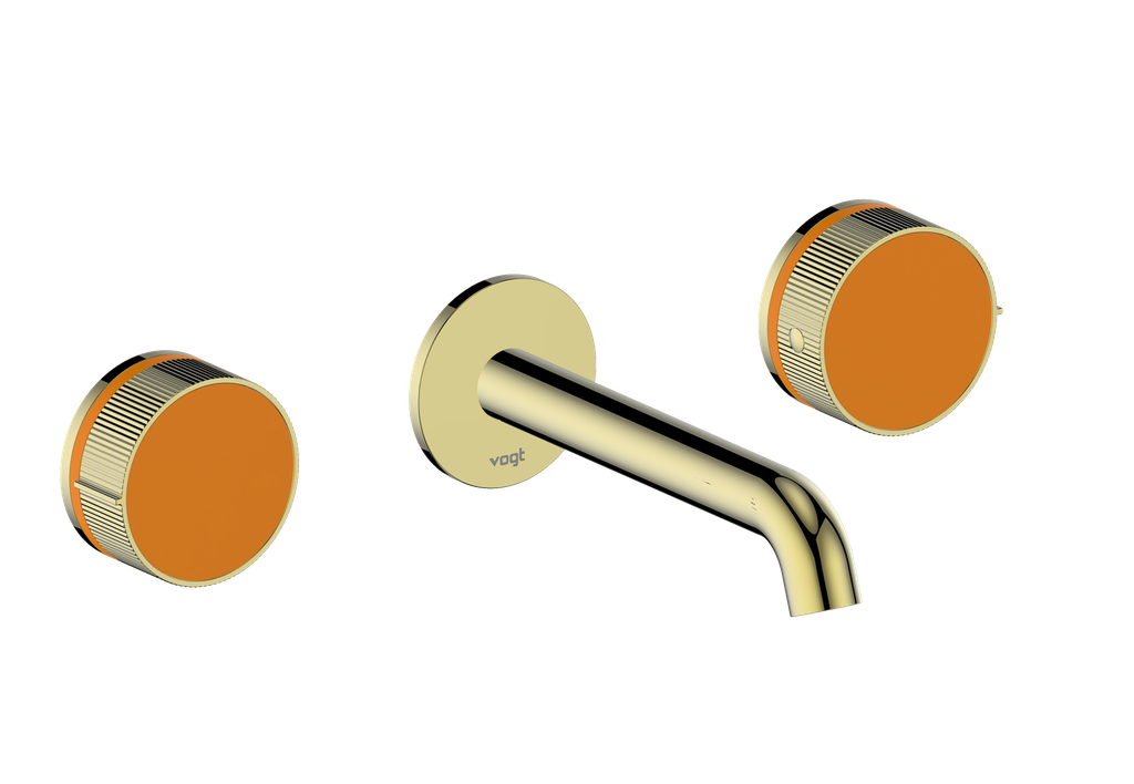 Vogt Mond 8" C.C. Wall-Mount Lavatory Faucet in Brushed Gold, With Rough-In