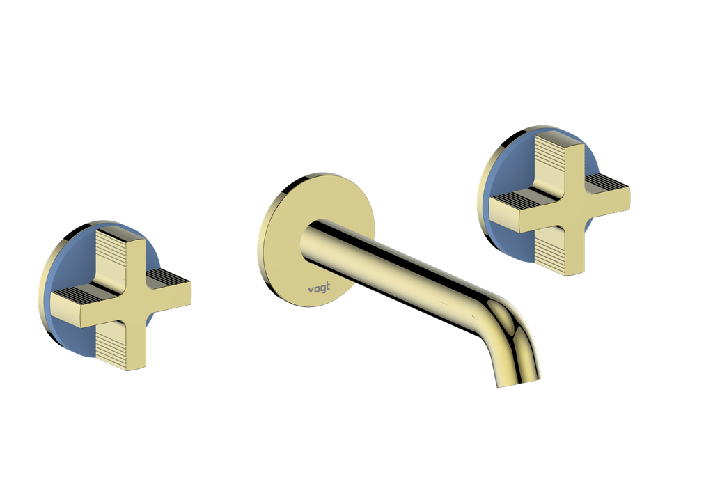Vogt Mond 8" C.C. Wall-Mount Lavatory Faucet in Brushed Gold, Trim Only