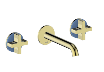 Vogt Mond 8" C.C. Wall-Mount Lavatory Faucet in Brushed Gold, Trim Only