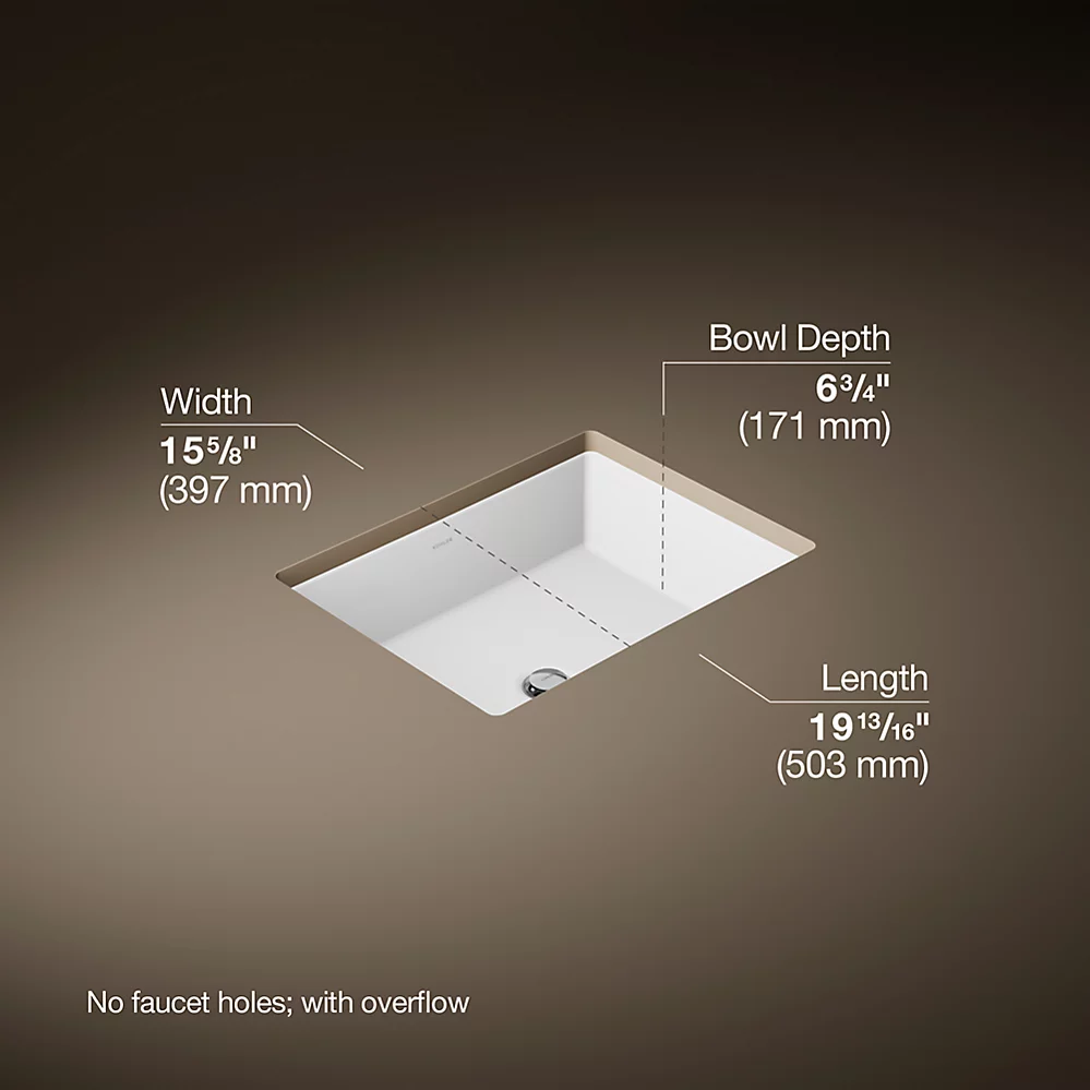 Kohler Verticyl 19-3/4" Rectangular Undermount Bathroom Sink - K-2882