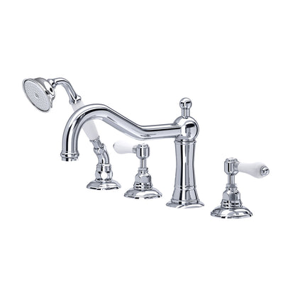 Rohl Acqui 4-Hole Deck Mount Tub Filler Porcelain Lever Handles - A1404LP
