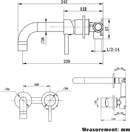 Kodaen Elegante Wall-Mount Bathroom Faucet With Rough-In