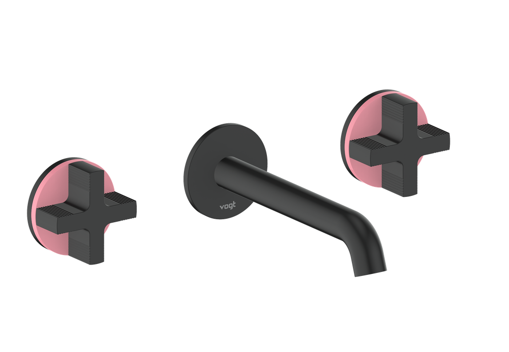 Vogt Mond 8" C.C. Wall-Mount Lavatory Faucet in Matte Black, With Rough-In