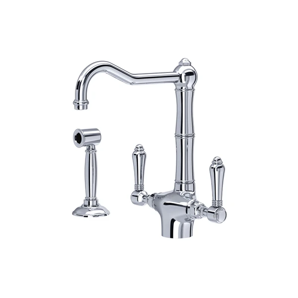 Rohl Acqui Two Handle Kitchen Faucet With Side Spray & Lever Handles - A1679LMWS-2