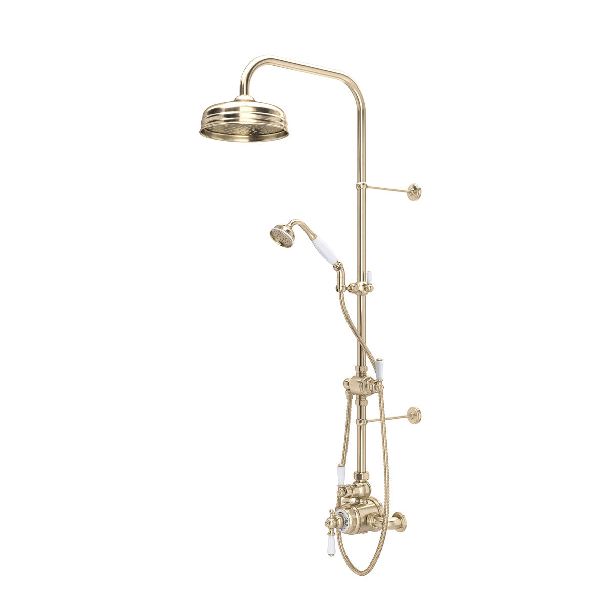 Perrin & Rowe Edwardian 3/4" Exposed Wall Mount Thermostatic Shower System, Lever Handles