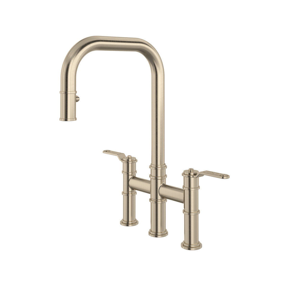 Perrin & Rowe Armstrong Pull-Down Bridge Kitchen Faucet With U-Spout Dual Spray 1.8 GPM