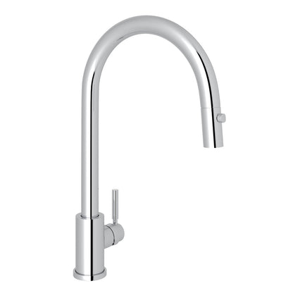 Perrin & Rowe Holborn Pulldown Kitchen Faucet With C-Spout, Lever Handle