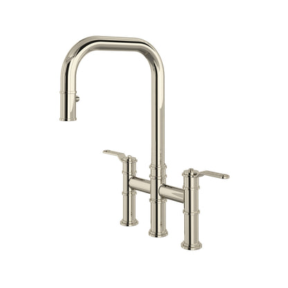 Perrin & Rowe Armstrong Pull-Down Bridge Kitchen Faucet With U-Spout Dual Spray 1.8 GPM