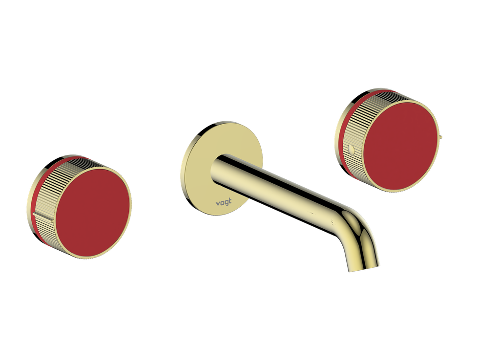 Vogt Mond 8" C.C. Wall-Mount Lavatory Faucet in Brushed Gold, With Rough-In