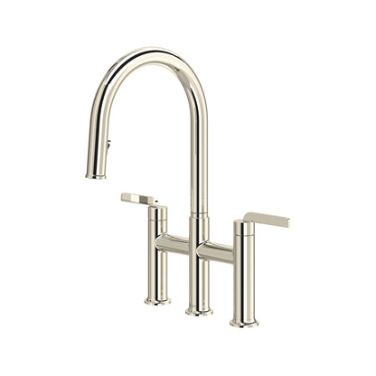 Riobel Authentica Bridge Pull-Down Kitchen Faucet With C-Spout Dual Spray 1.5 GPM