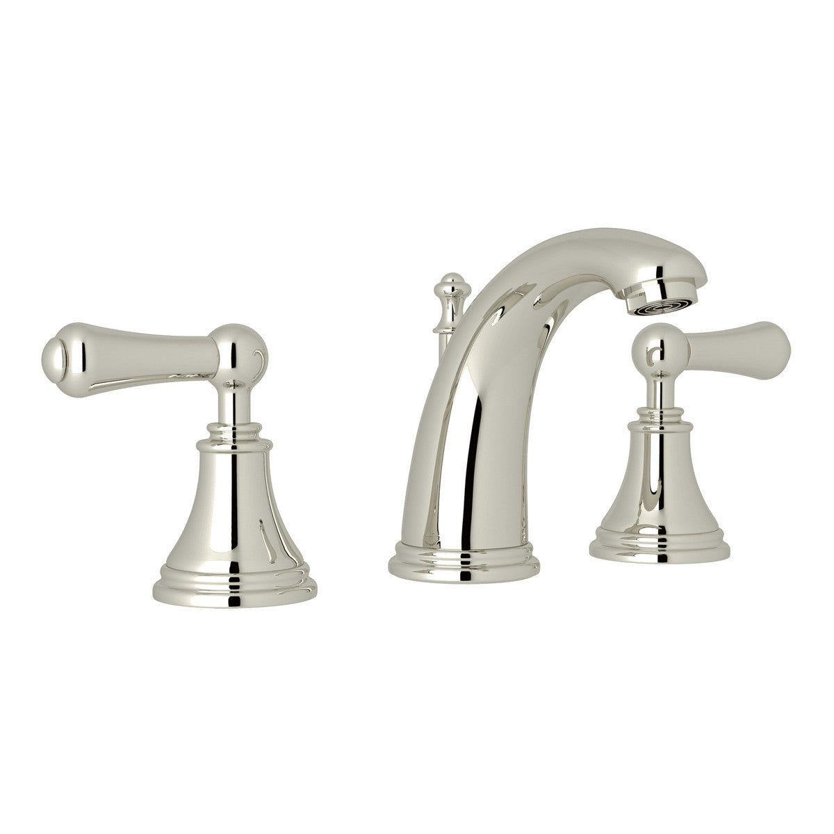 Perrin & Rowe High Neck Georgian Era Widespread Lavatory Faucet, Metal Lever Handle