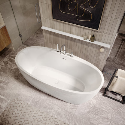 Maax Hatto 6732 Acrylic Freestanding Center Drain Bathtub in White