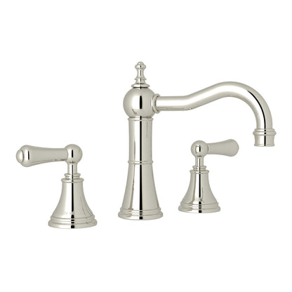 Perrin & Rowe Georgian Era Widespread Lavatory Faucet With Column Spout, Metal Lever Handle